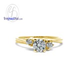 แหวนพิ้งโกลด์ แหวนทองสีชมพู แหวนเพชร  แหวนแต่งงาน แหวนหมั้น - R1292DPG-18K